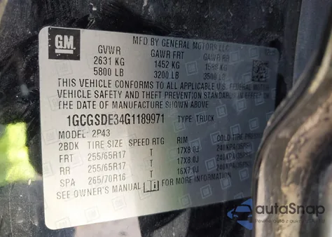 2016 Chevrolet Colorado Z71 from USA, damaged, VIN 1GCGSDE34G1189971